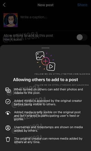 Instagram add to post