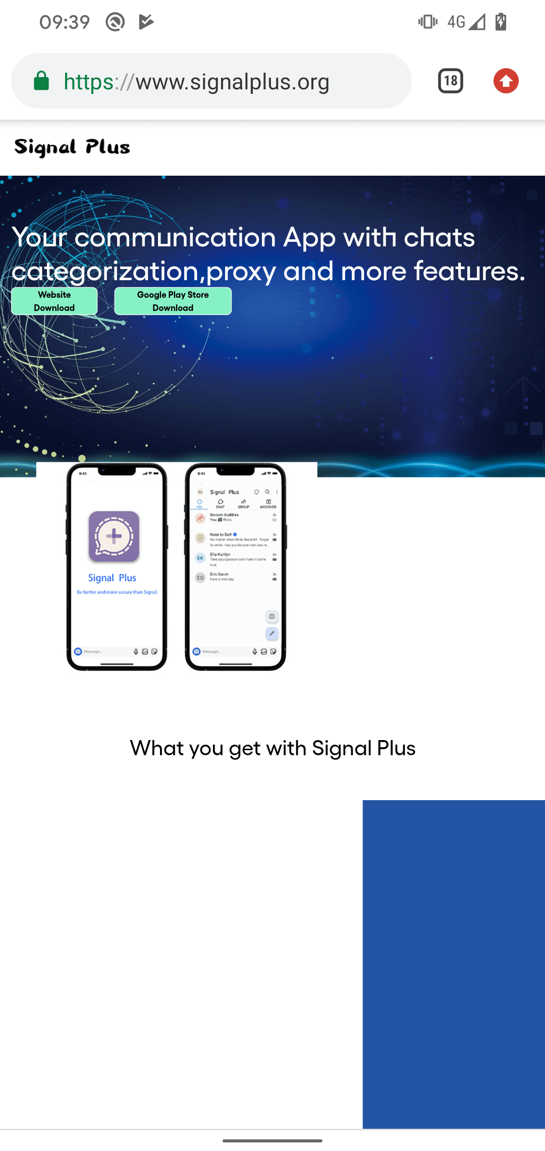 Figure 2. Distribution website of the malicious Signal Plus Messenger app BadBazaar Figure_01