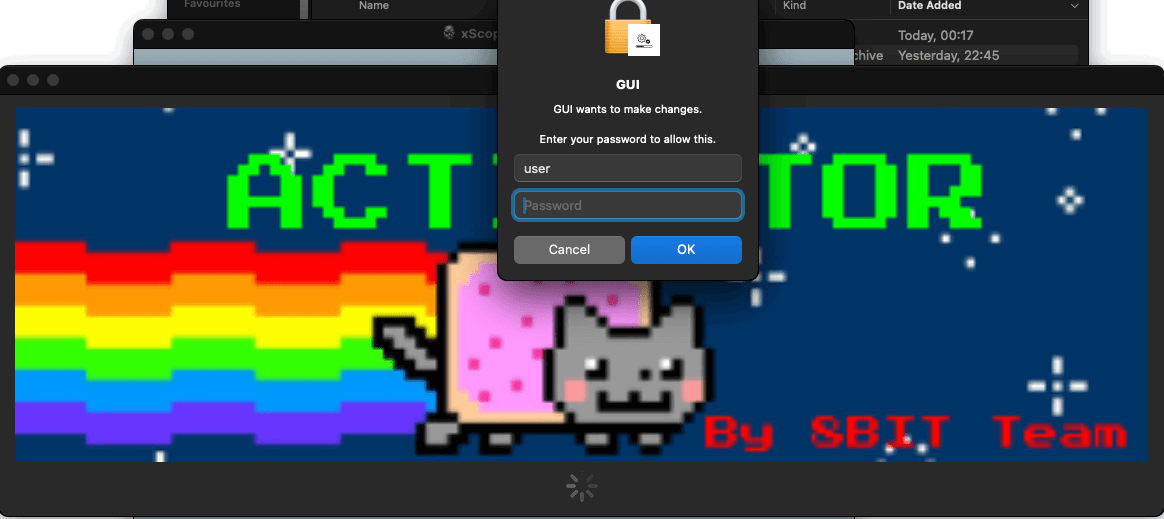 Cracked macOS apps drain wallets using scripts fetched from DNS records 6 Activator window and password prompt