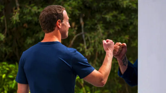 Zuckerberg’s AGI remarks follow trend of downplaying AI dangers 6 Mark Zuckerberg, chief executive officer of Meta Platforms Inc., fist-bumps a mysterious hand during the Meta Connect event in Menlo Park, California, on September 27, 2023.