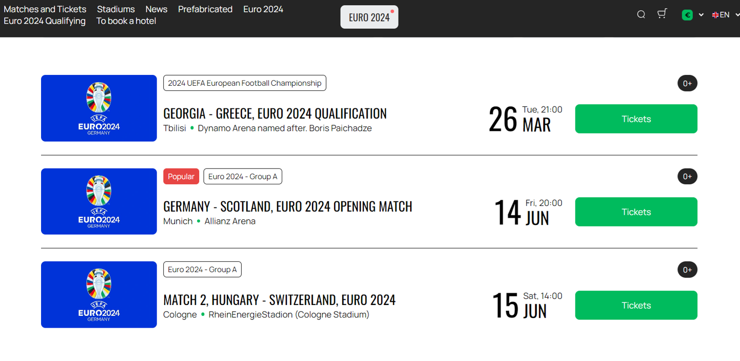 Ticket Heist network of 700 domains sells fake Olympic Games tickets 7 Ticket Heist website for UEFA EURO 24 Championship