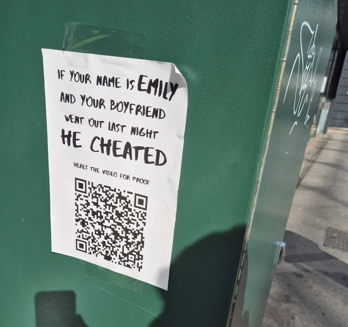 QR codes seen in UK read 'BF cheated on you'