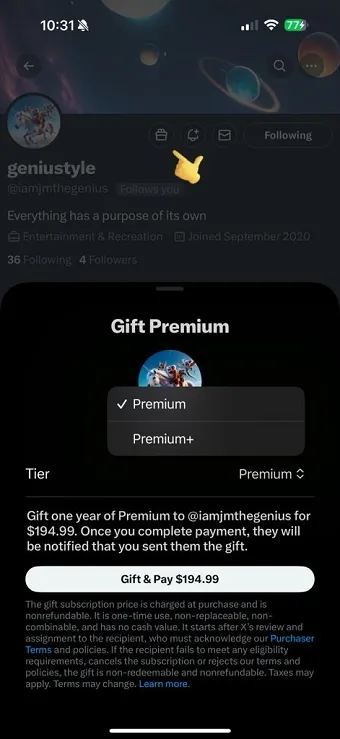 X Premium gifting