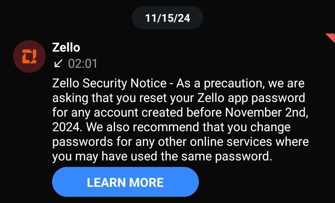 zello security notice