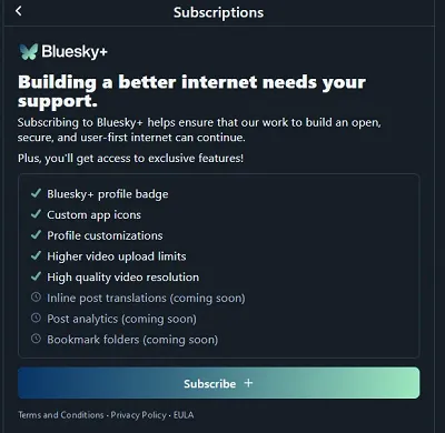 Bluesky paid features