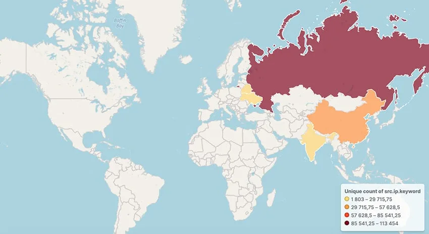 Location of devices communicating with the BadBox servers