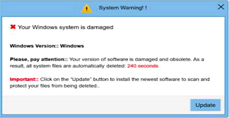 Fake system warning