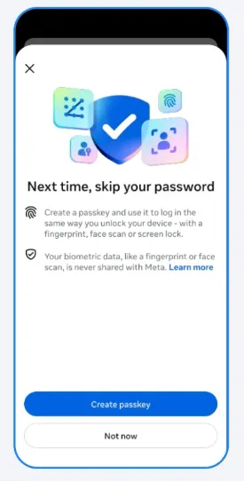 Facebook Passkeys