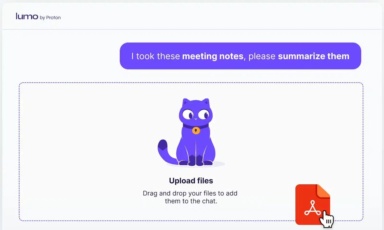 Proton launches privacy-respecting encrypted AI assistant Lumo 7 Uploading documents on Lumo