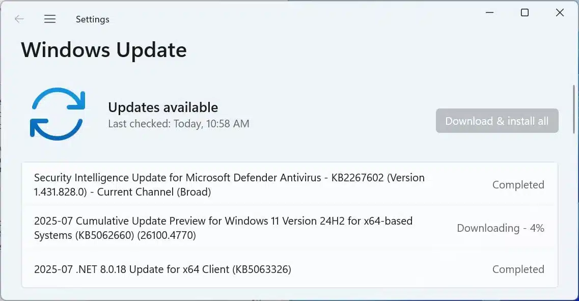 Windows 11 KB5062660 update brings new 'Windows Resilience' features 6 KB5058499 preview update