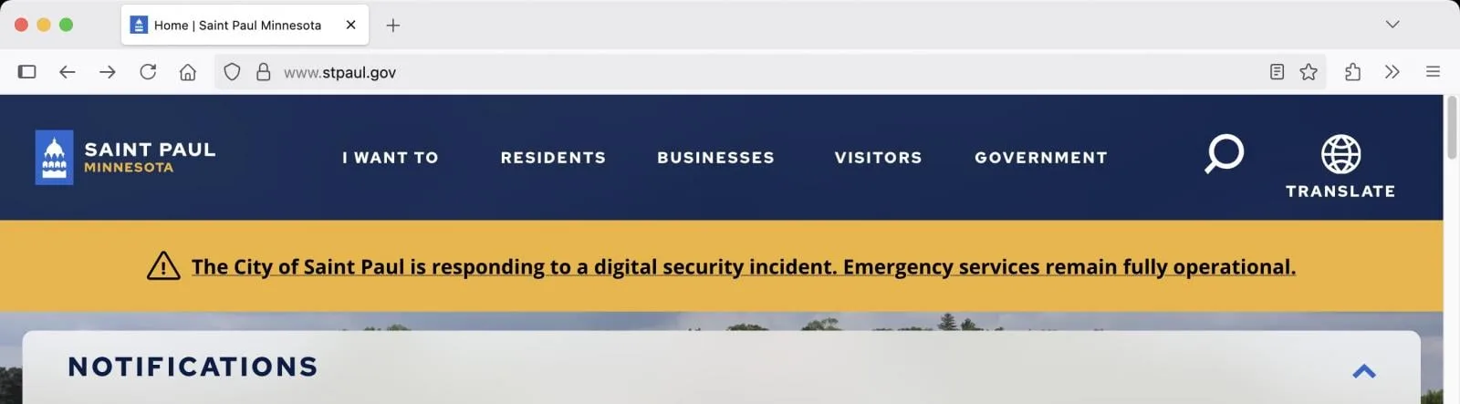 Minnesota activates National Guard after St. Paul cyberattack 6 Cyberattack alert on St. Paul's website