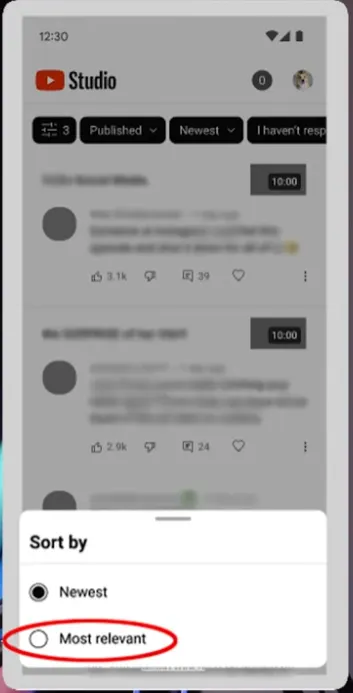 YouTube most relevant comments