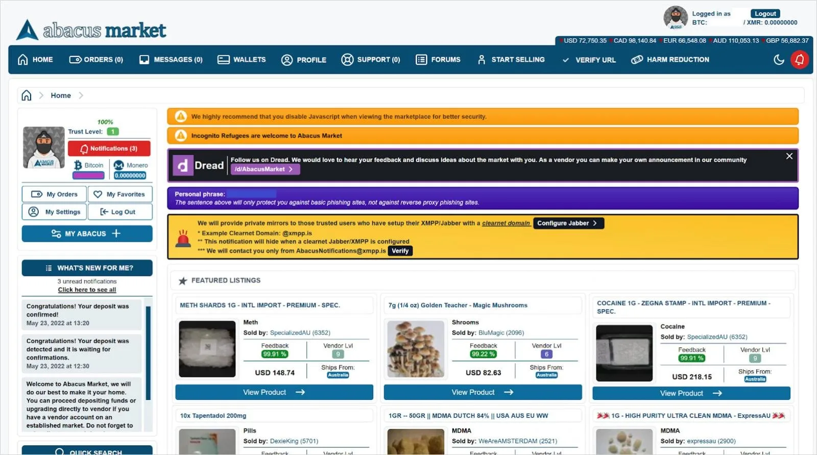 Abacus dark web drug market goes offline in suspected exit scam 6 The Abacus market