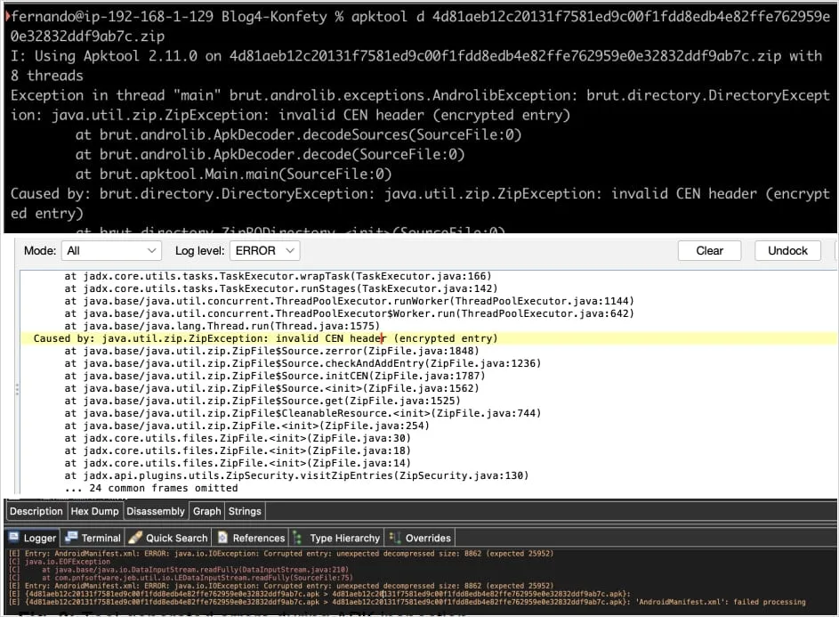 Android malware Konfety uses malformed APKs to evade detection 7 Analysis tools crashing when trying to parse the malicious APK