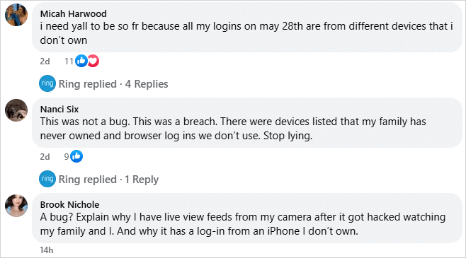 Ring denies breach after users report suspicious logins 6 User reports on Facebook