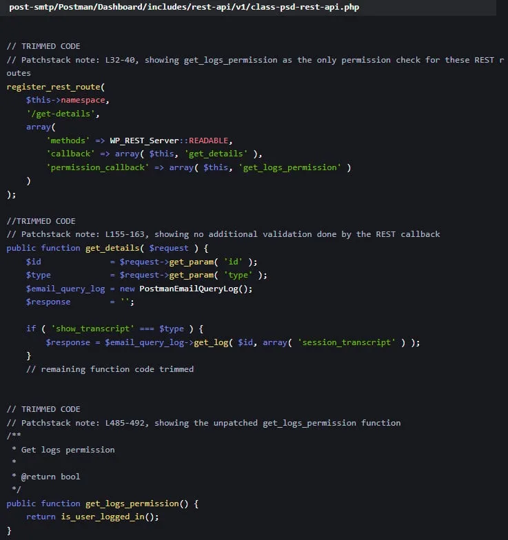 Post SMTP plugin flaw exposes 200K WordPress sites to hijacking attacks 6 The vulnerable code