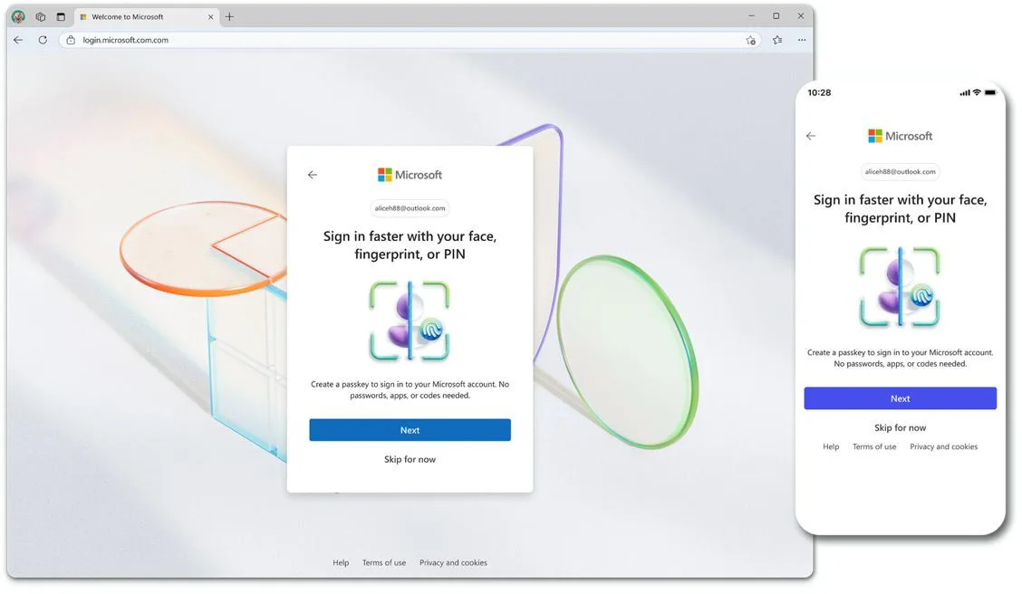 Microsoft sign-in page