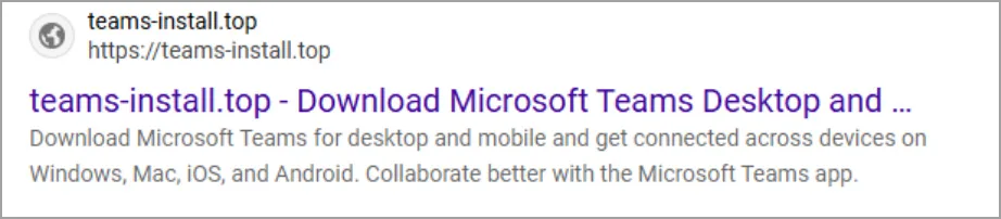 Fake Microsoft Teams installers push Oyster malware via malvertising 6 Malicious Microsoft Teams download site in Bing