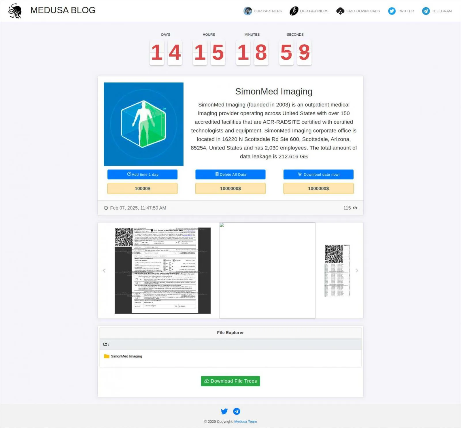 SimonMed says 1.2 million patients impacted in January data breach 6 Medusa's claim of SimonMed Imaging breach